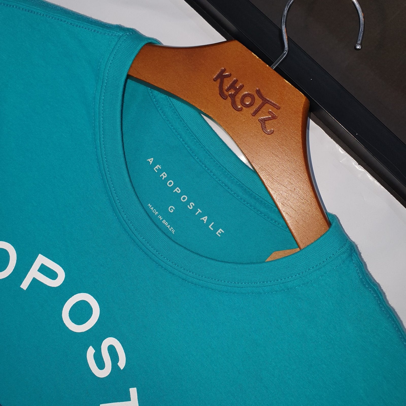 Camiseta Aeropostale Masculina NYC 1987 cor Verde Água