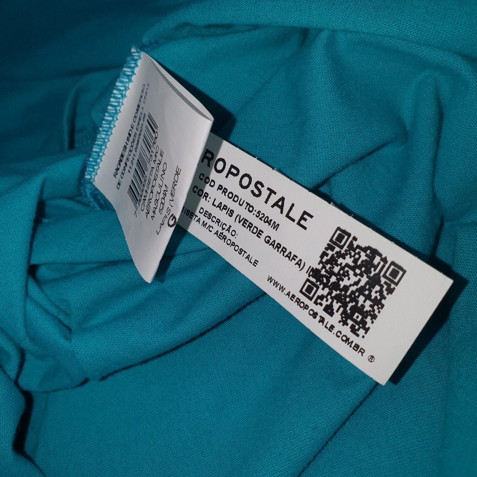 Camiseta Aeropostale Masculina NYC 1987 cor Verde Água