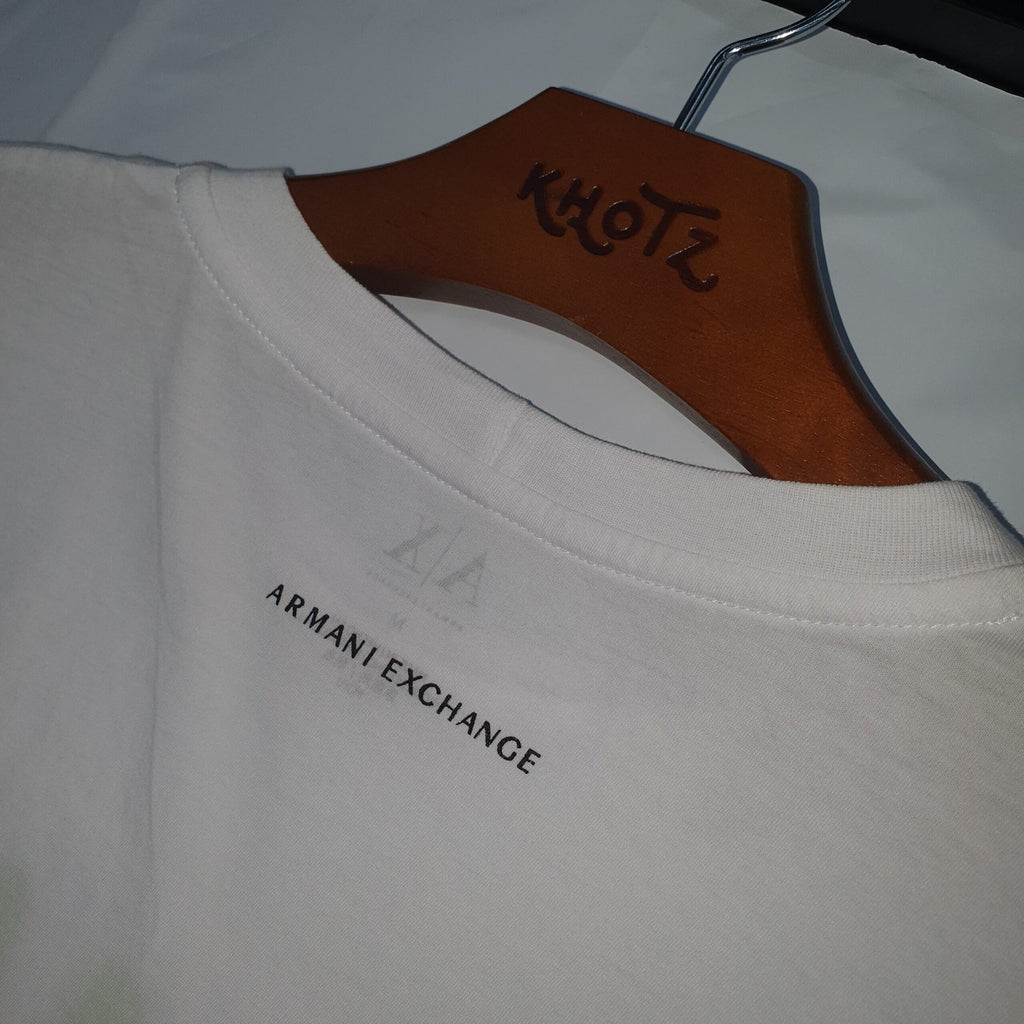 Camiseta Armani Exchange Masculina Branca Logo Verde