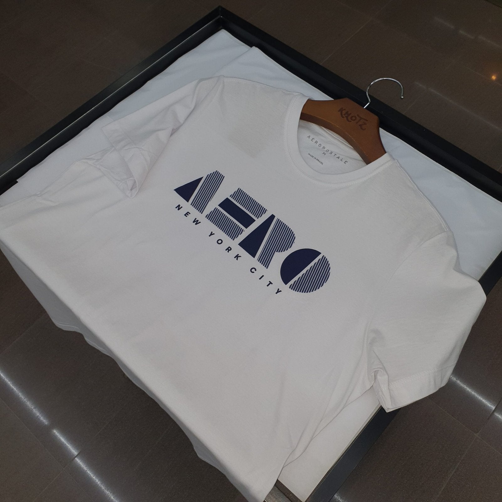 Camiseta Aeropostale Masculina Branca Logo Marinho