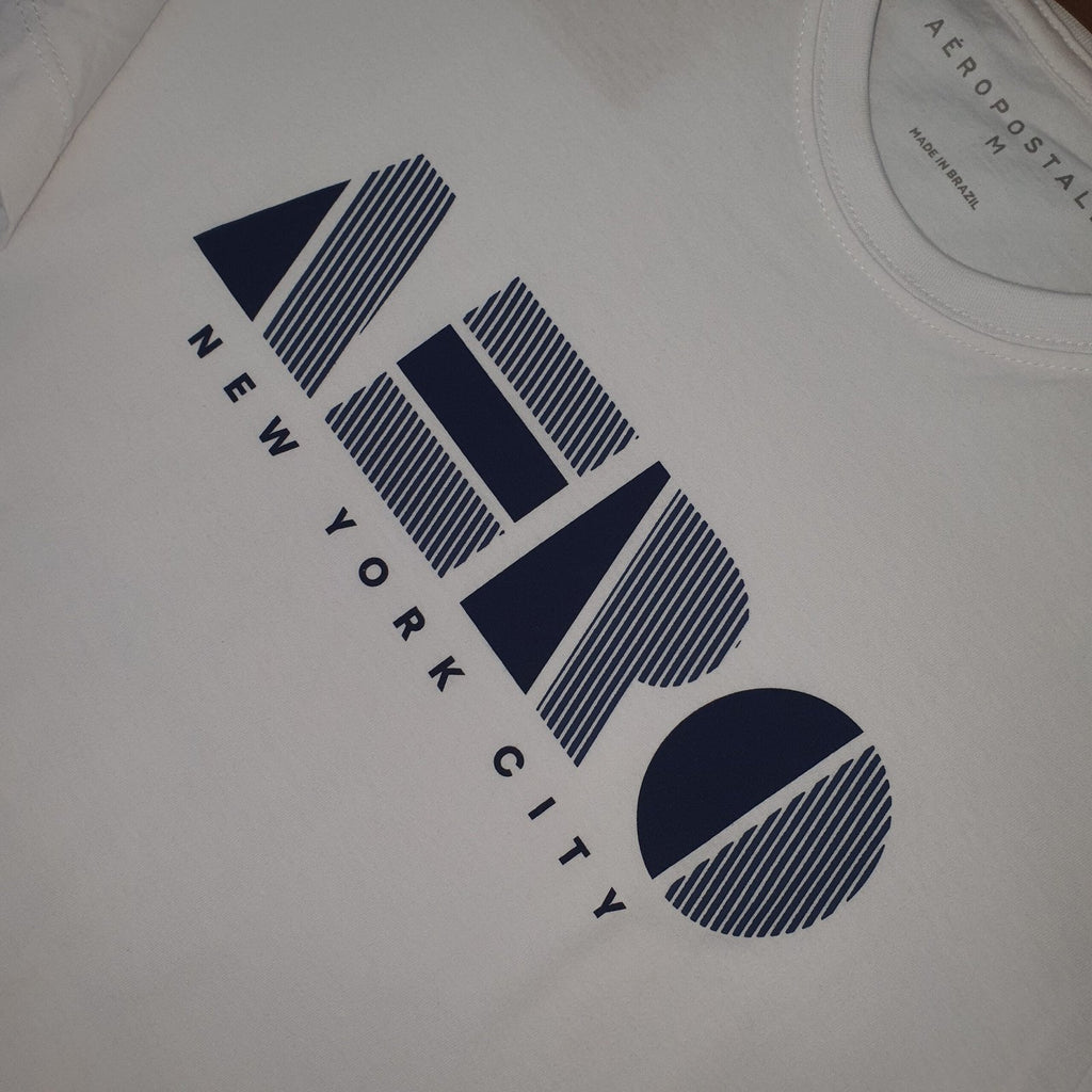 Camiseta Aeropostale Masculina Branca Logo Marinho