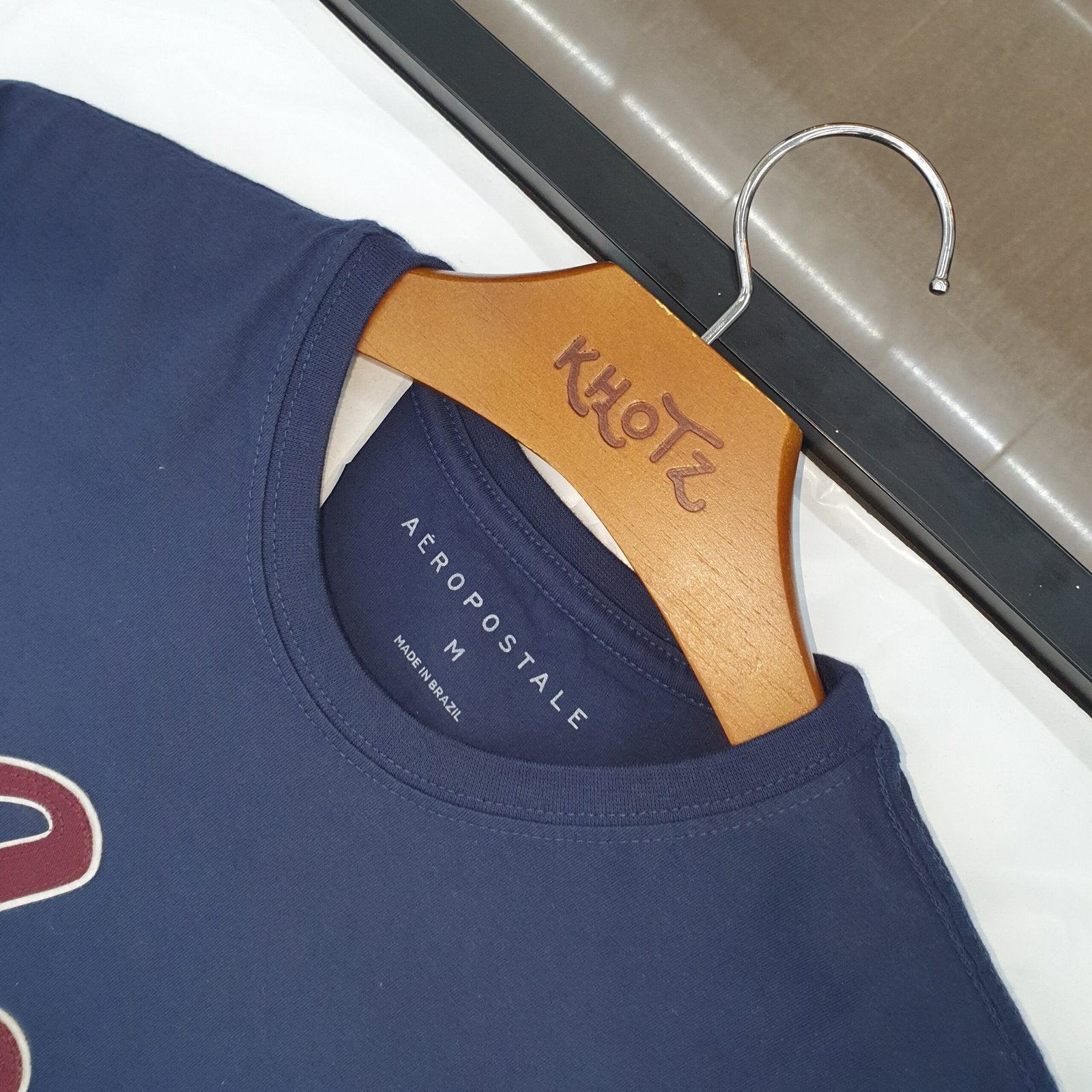 Camiseta Aeropostale Masculina Azul Marinho Logo Bordô