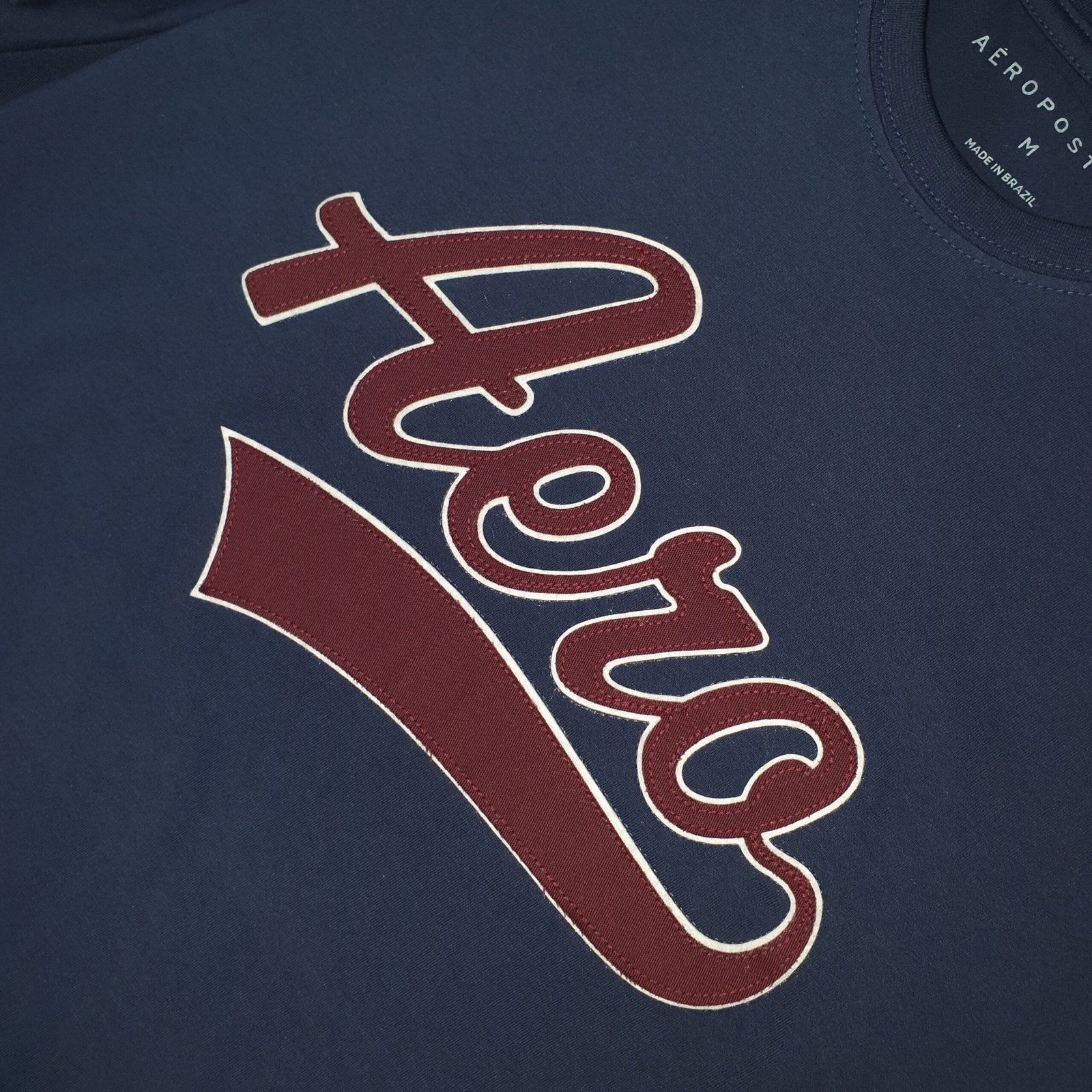Camiseta Aeropostale Masculina Azul Marinho Logo Bordô