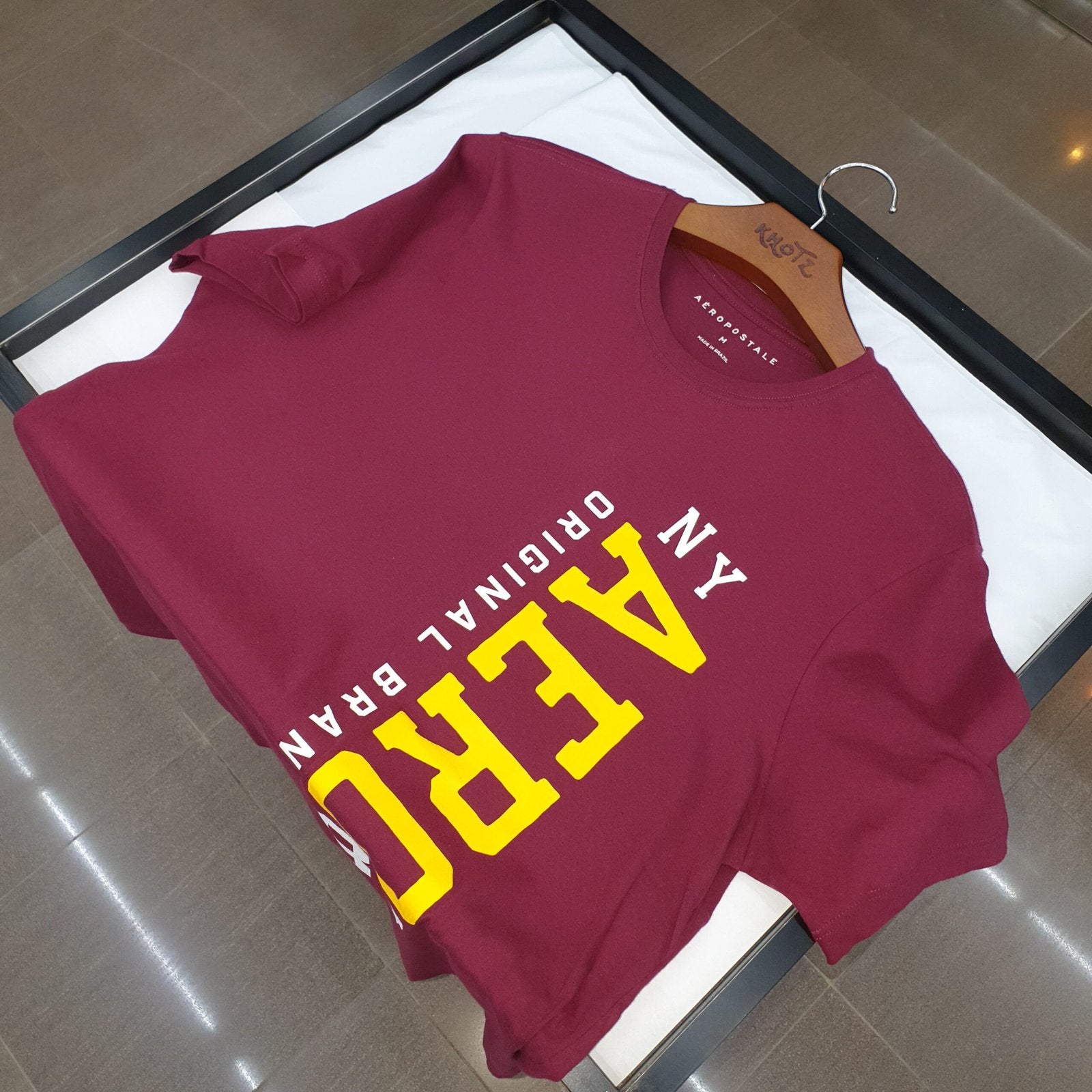 Camiseta Aeropostale Masculina Bordô Estampa Vertical NY