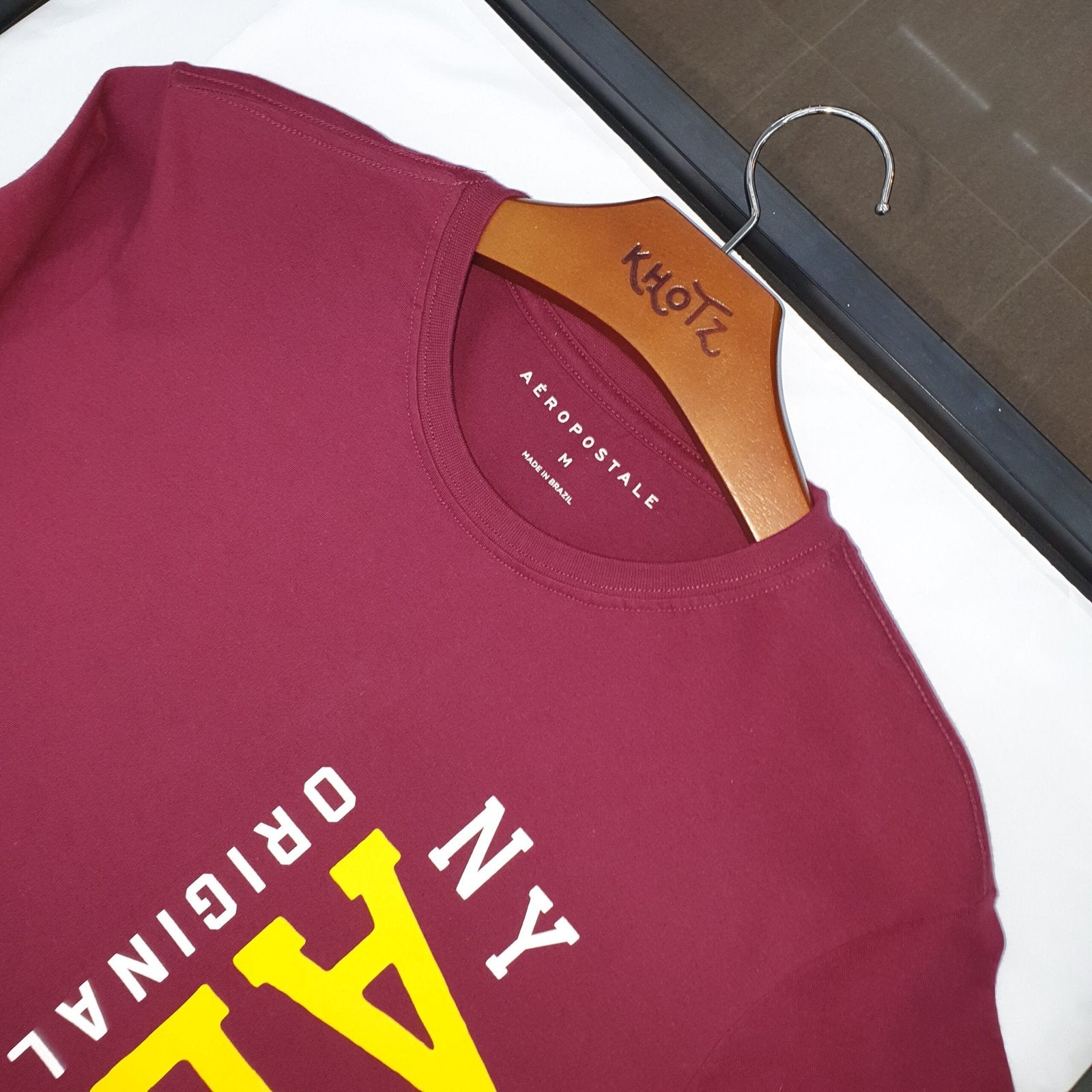Camiseta Aeropostale Masculina Bordô Estampa Vertical NY