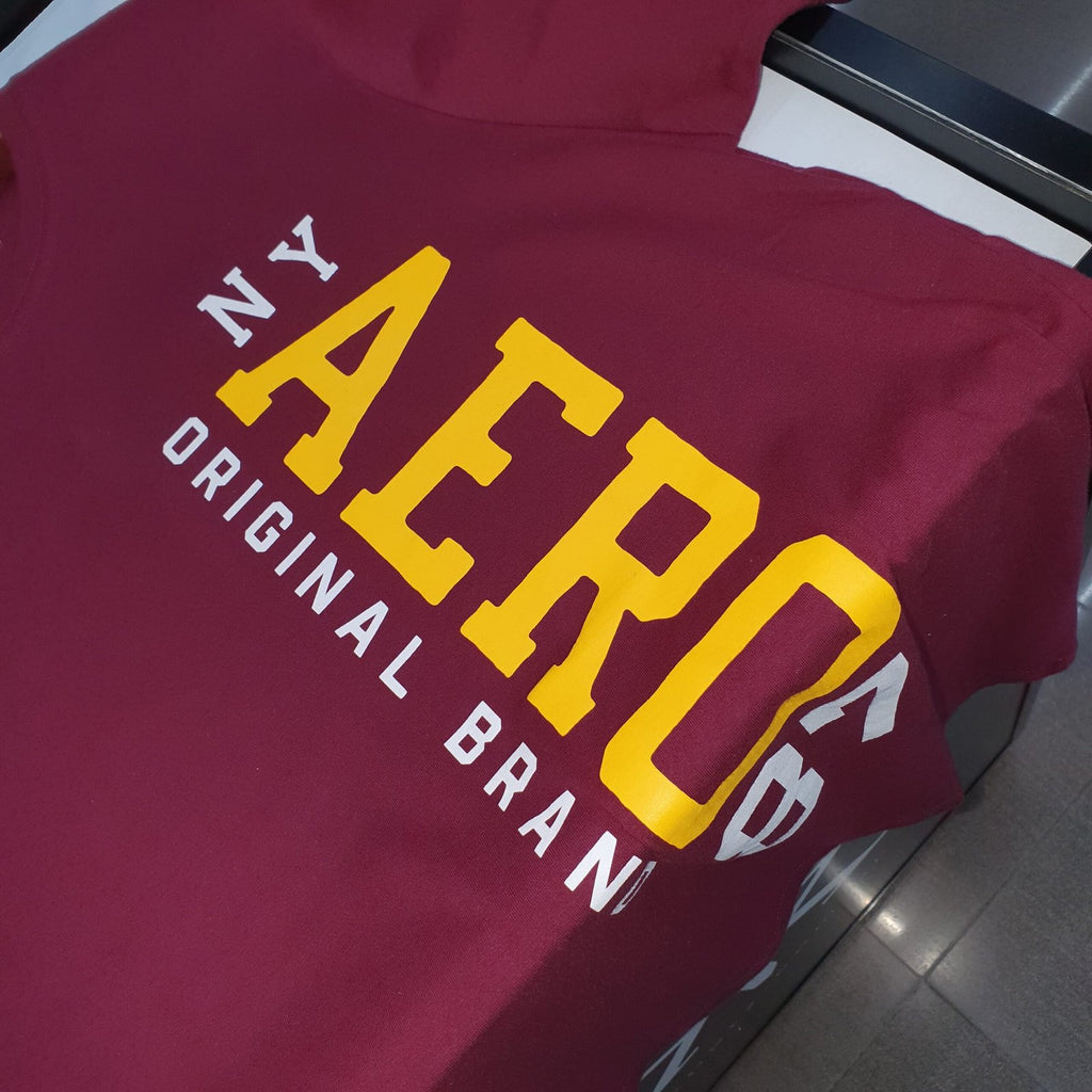 Camiseta Aeropostale Masculina Bordô Estampa Vertical NY
