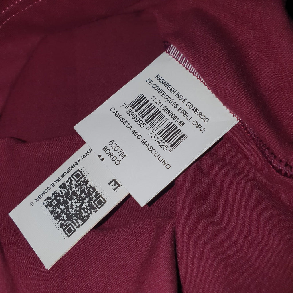 Camiseta Aeropostale Masculina Bordô Estampa Vertical NY