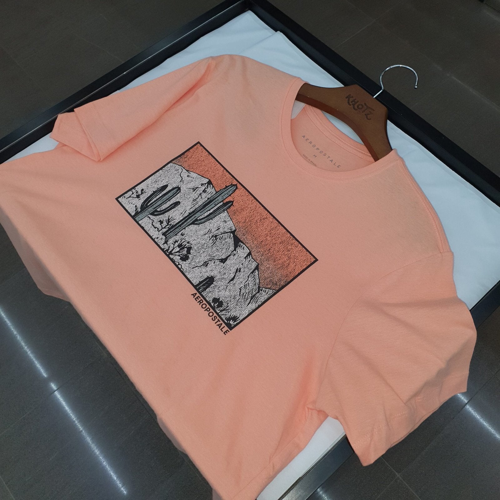 Camiseta Aeropostale Masculina Salmão Estampa Cactus