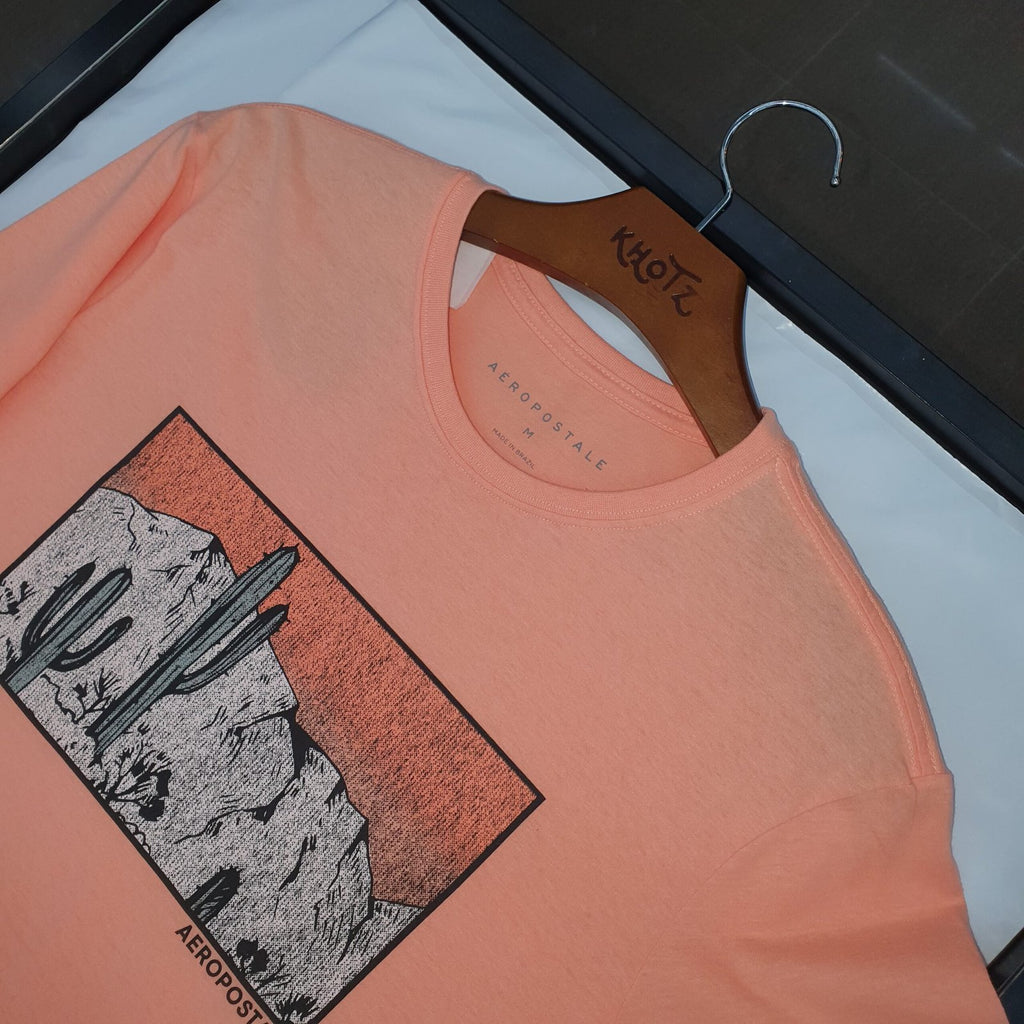Camiseta Aeropostale Masculina Salmão Estampa Cactus