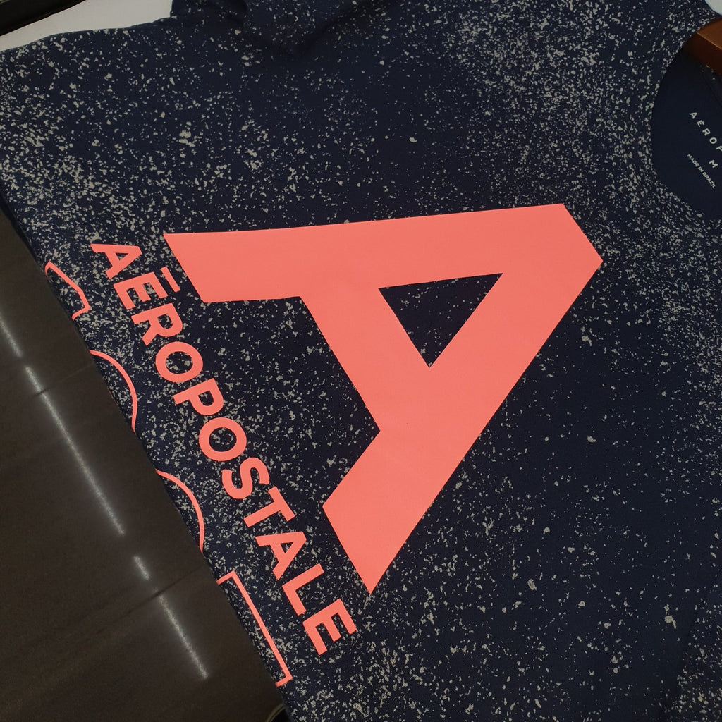 Camiseta Aeropostale Masculina Azul Galáxia Estampa Rosê