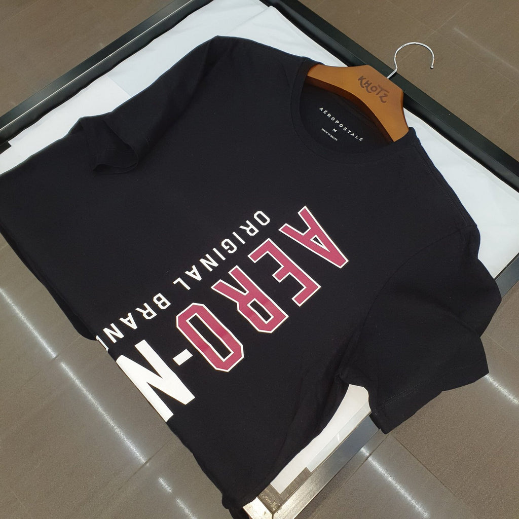 Camiseta Aeropostale Masculina Preta Estampa Vertical NY