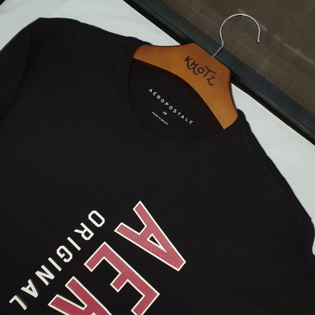 Camiseta Aeropostale Masculina Preta Estampa Vertical NY
