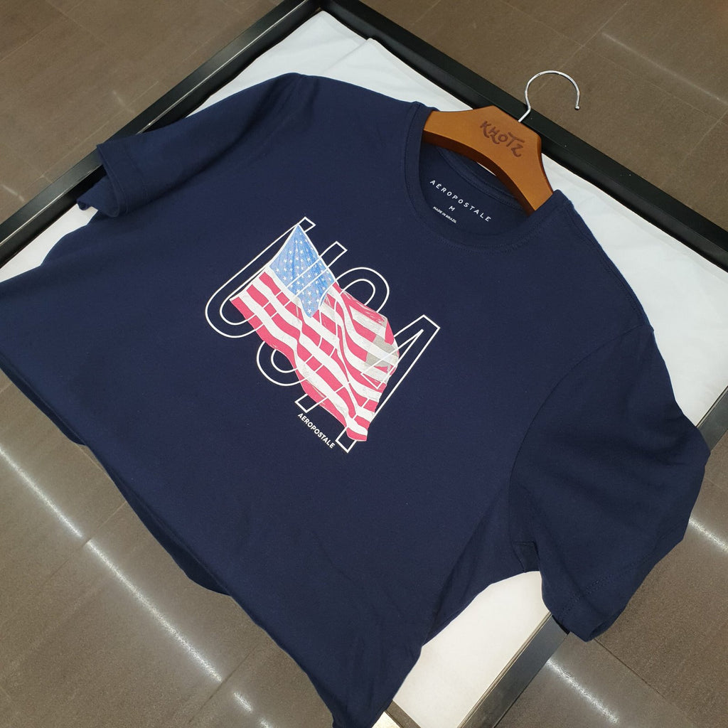 Camiseta Aeropostale Masculina Azul Marinho Estampa USA