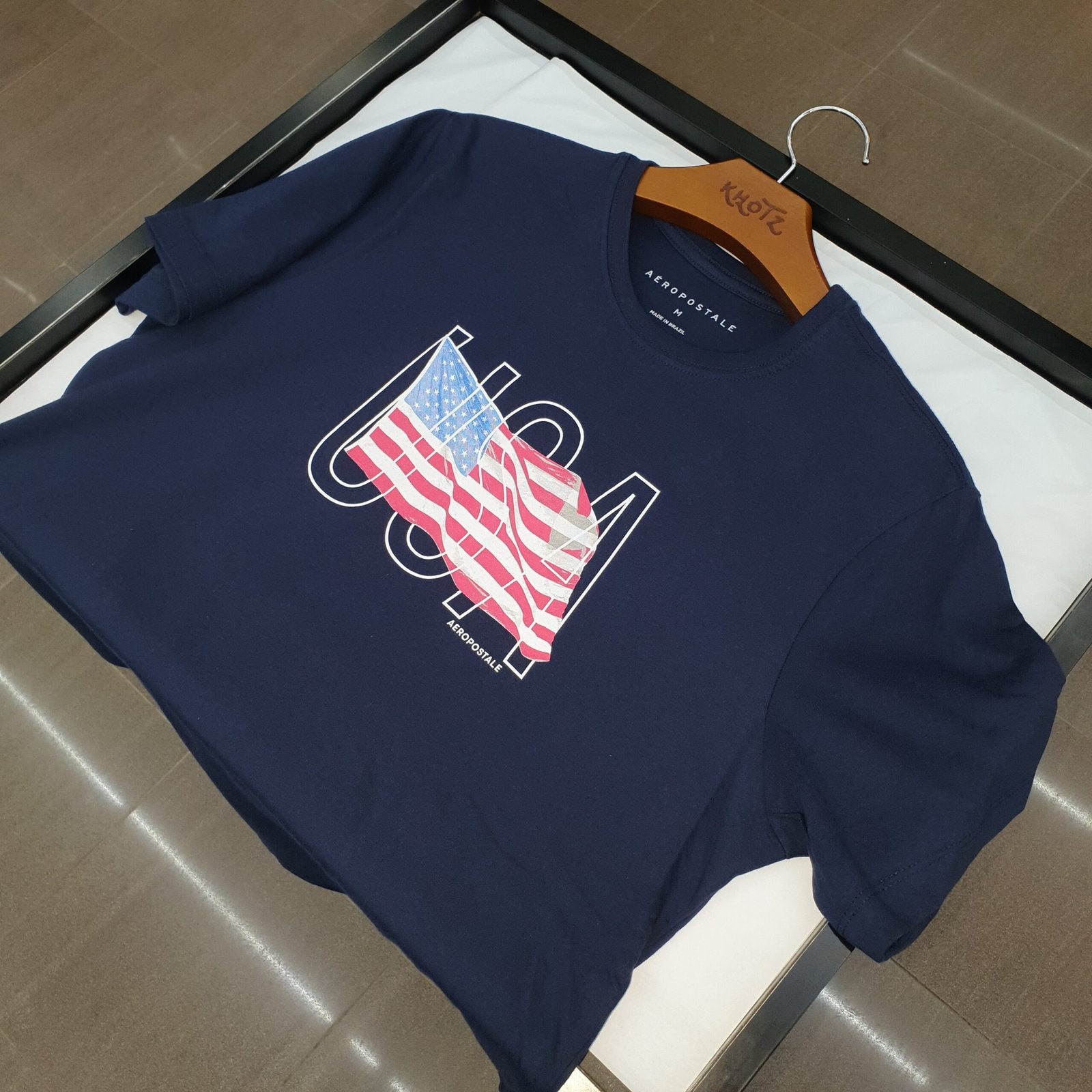 Camiseta Aeropostale Masculina Azul Marinho Estampa USA