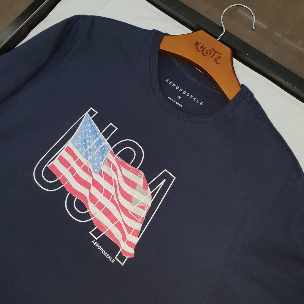 Camiseta Aeropostale Masculina Azul Marinho Estampa USA