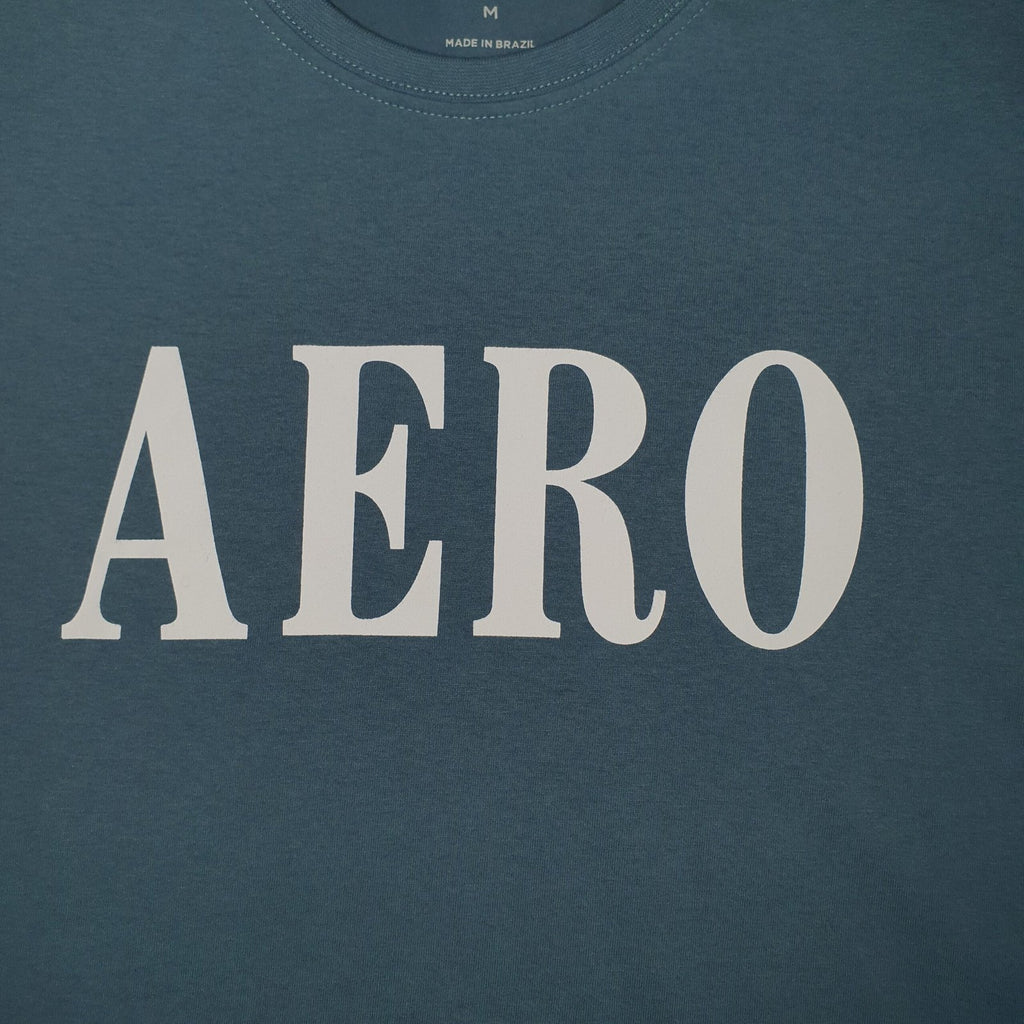 Camiseta Aeropostale Masculina Azul Cinzento Estampa Branca