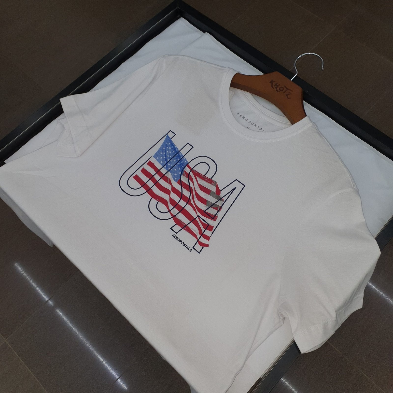 Camiseta Aeropostale Masculina Branca Estampa USA
