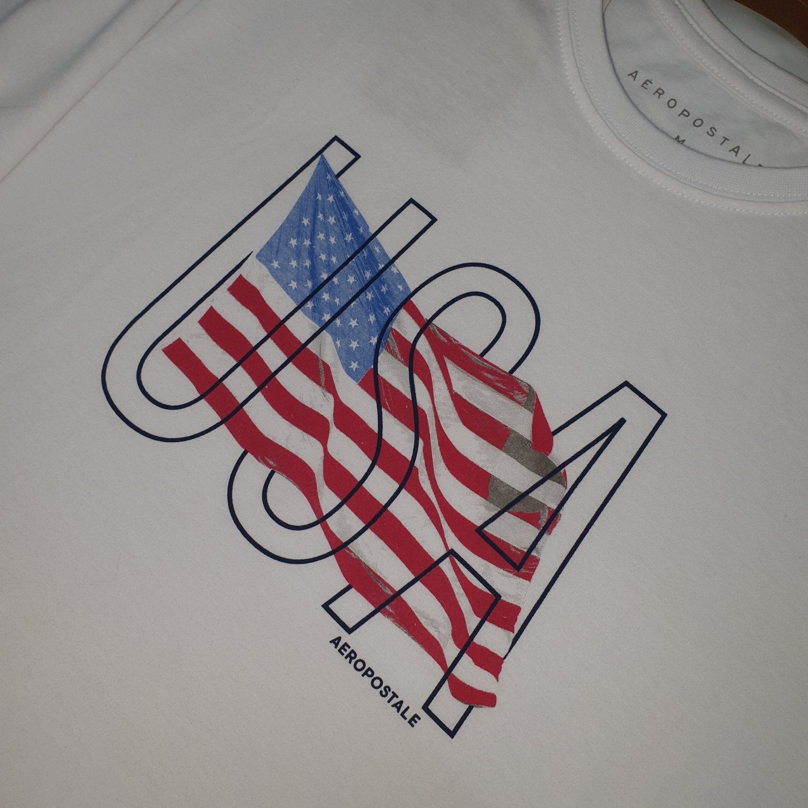 Camiseta Aeropostale Masculina Branca Estampa USA