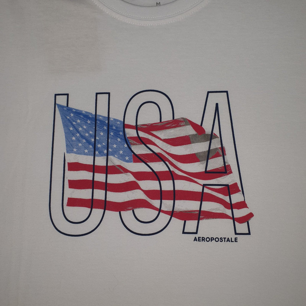 Camiseta Aeropostale Masculina Branca Estampa USA