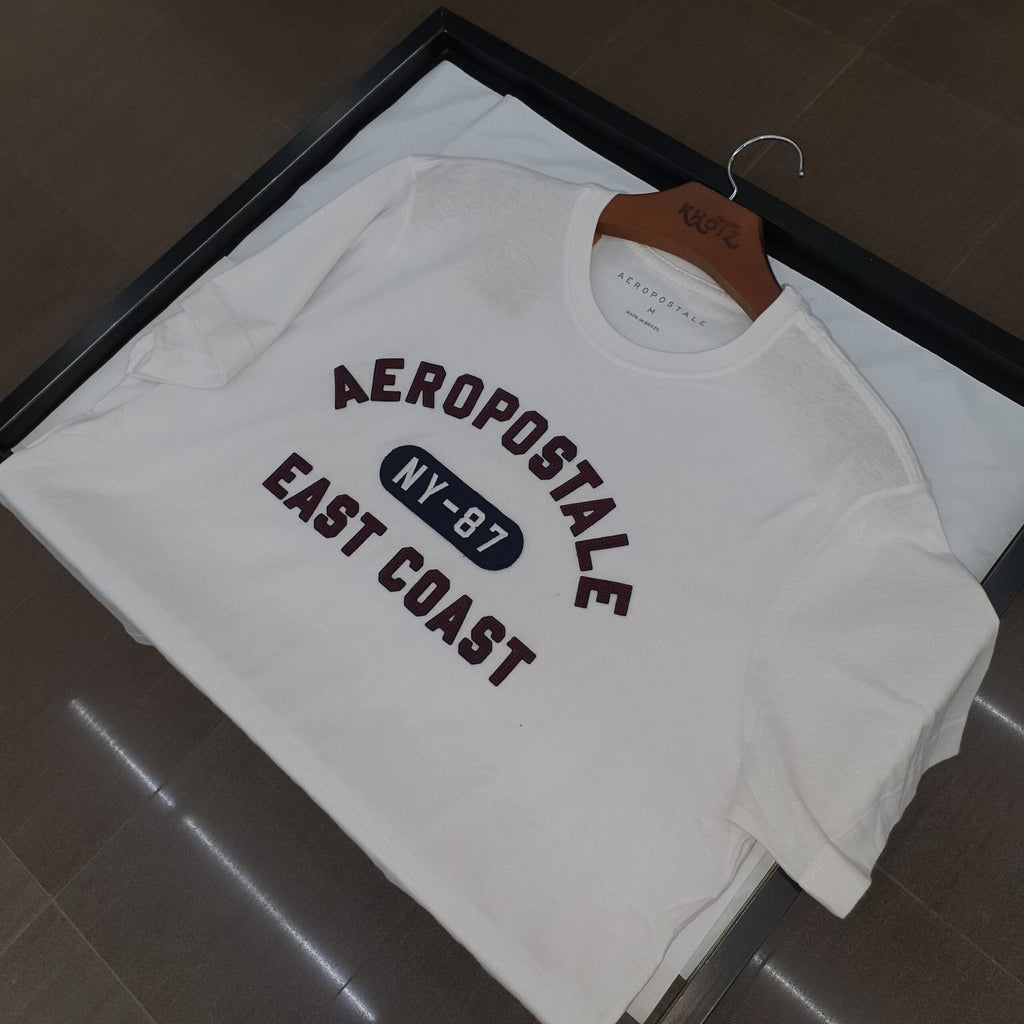 Camiseta Aeropostale Masculina Branca Estampa NY 87