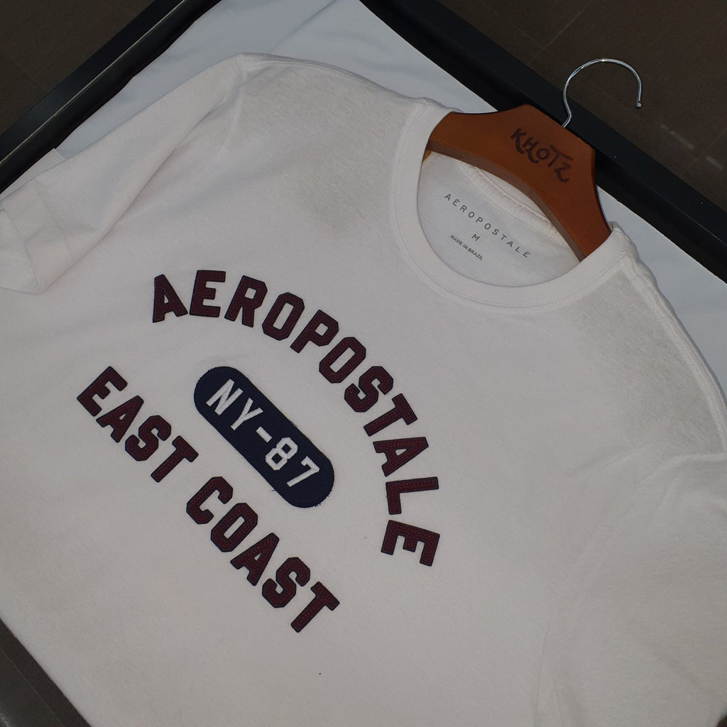 Camiseta Aeropostale Masculina Branca Estampa NY 87