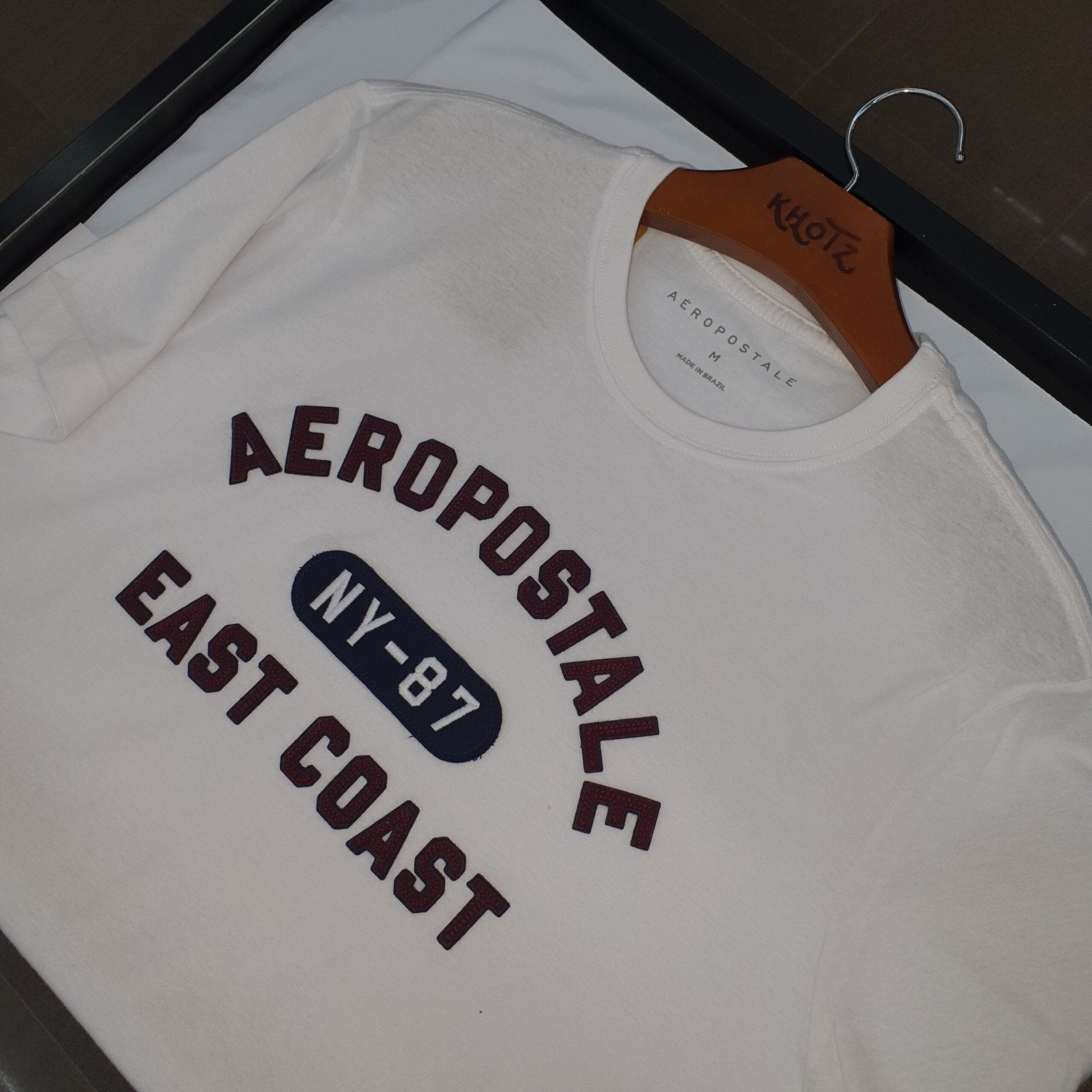 Camiseta Aeropostale Masculina Branca Estampa NY 87
