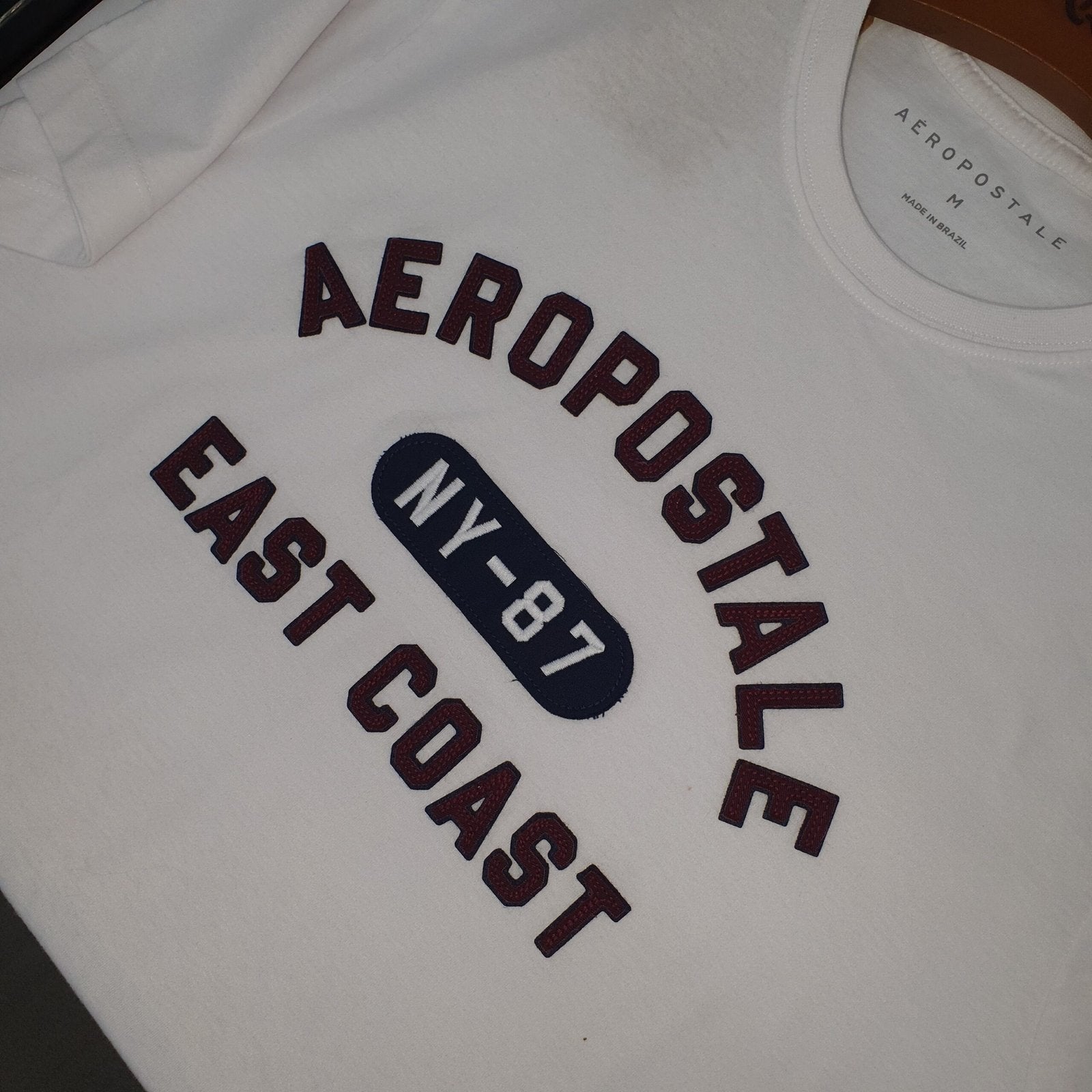 Camiseta Aeropostale Masculina Branca Estampa NY 87