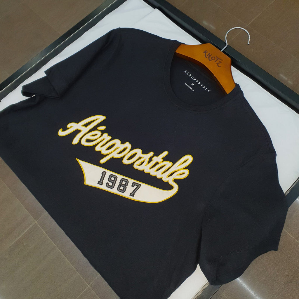 Camiseta Aeropostale Masculina Preta Estampa Alto Relevo