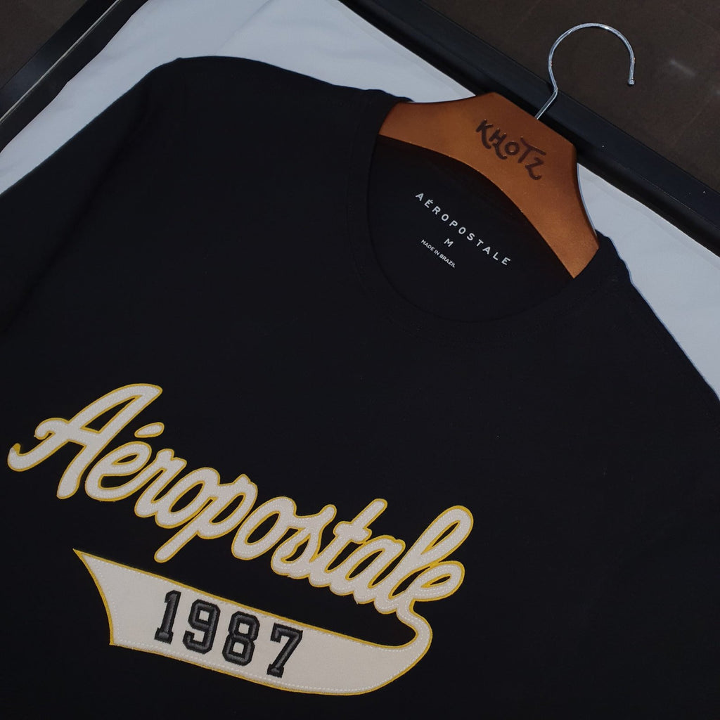 Camiseta Aeropostale Masculina Preta Estampa Alto Relevo