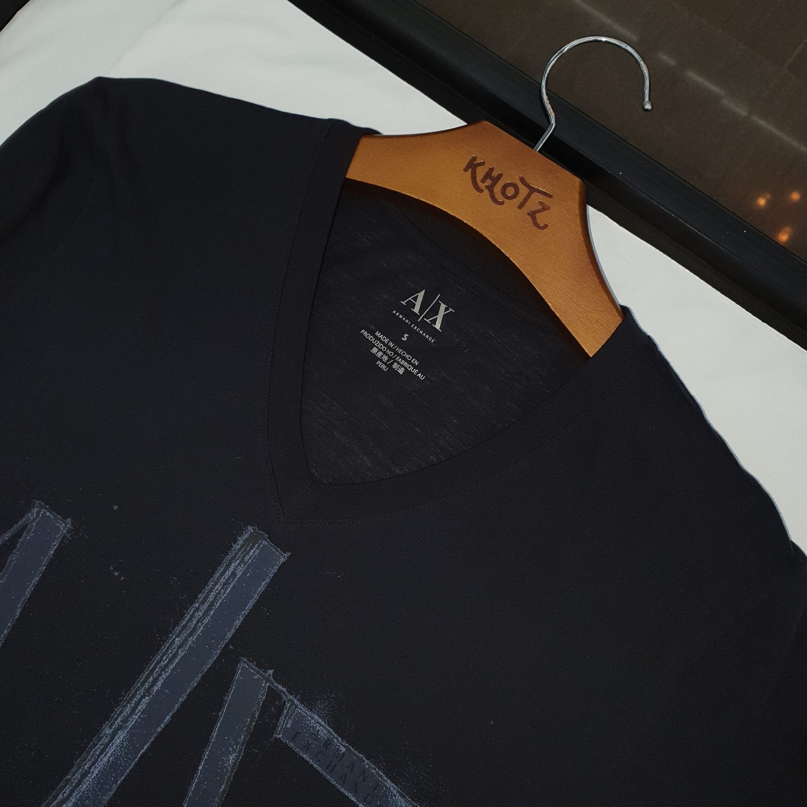Camiseta Armani Exchange Masculina Petróleo Estampa AX