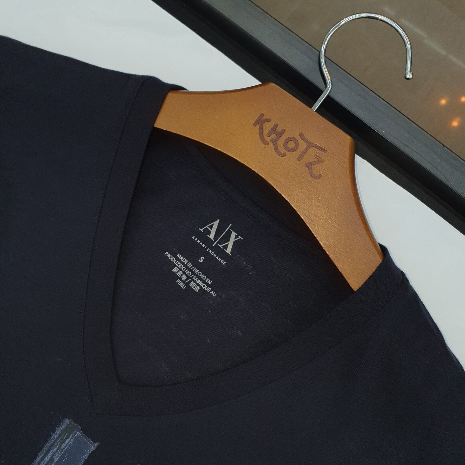Camiseta Armani Exchange Masculina Petróleo Estampa AX
