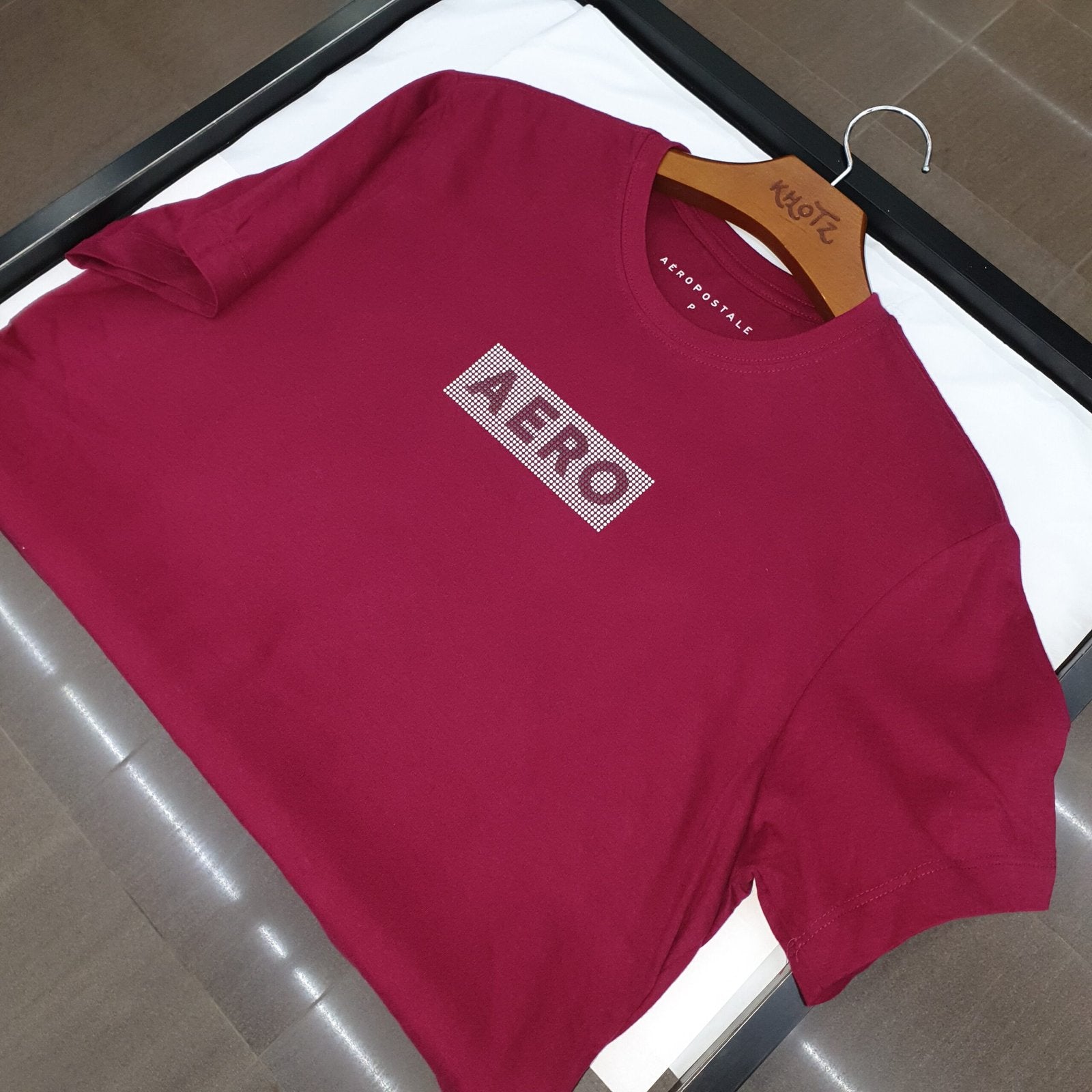 Camiseta Aeropostale Masculina Bordô Estampa Emborrachada