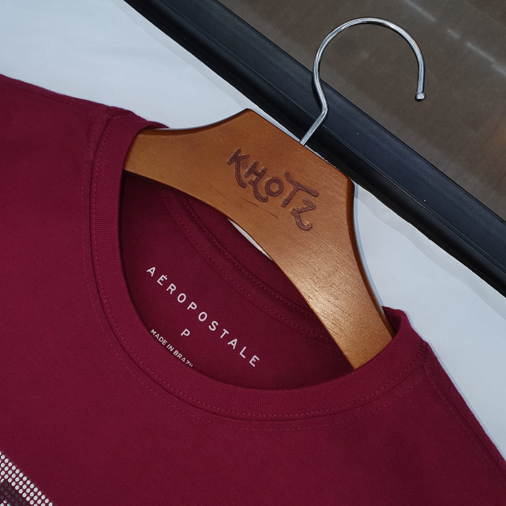 Camiseta Aeropostale Masculina Bordô Estampa Emborrachada