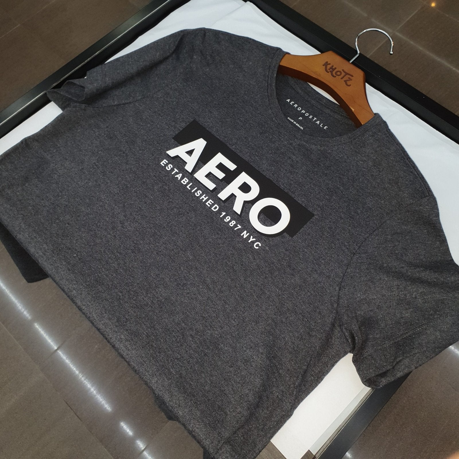 Camiseta Aeropostale Masculina Chumbo Estampa Clássica NYC