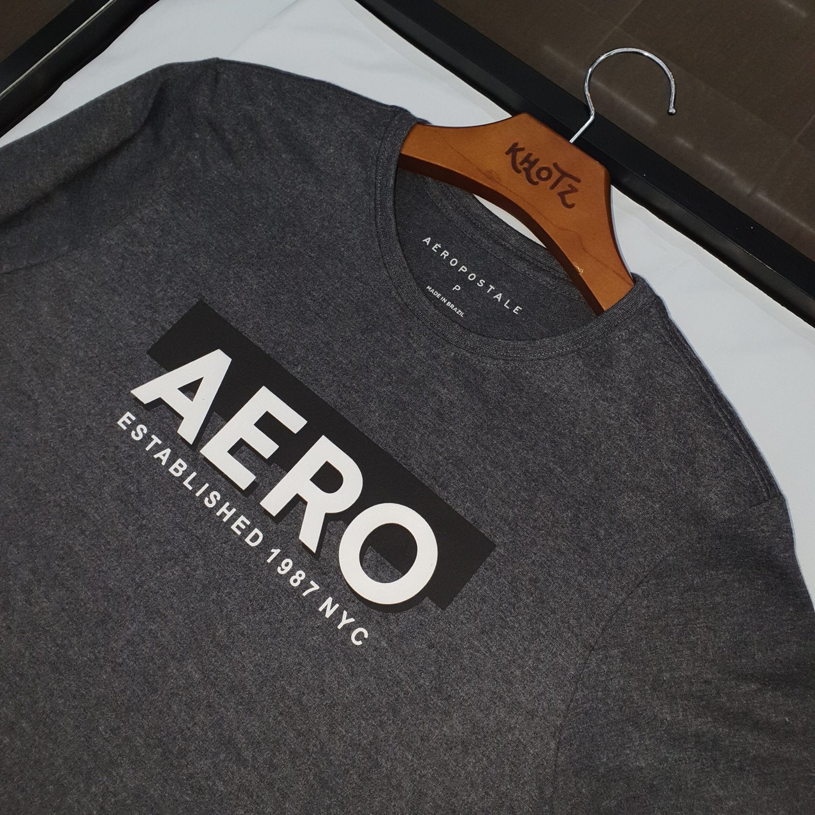 Camiseta Aeropostale Masculina Chumbo Estampa Clássica NYC