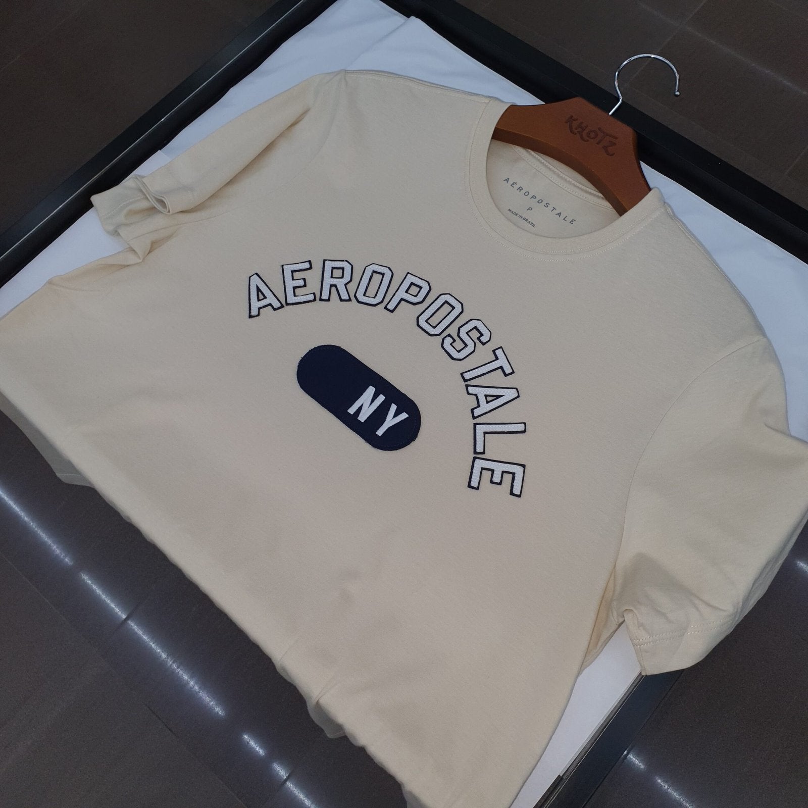 Camiseta Aeropostale Masculina Creme Estampa NY