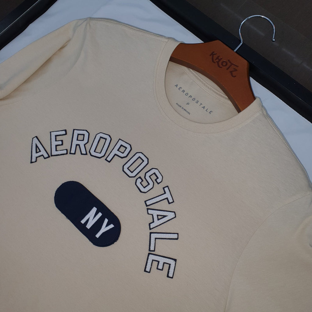 Camiseta Aeropostale Masculina Creme Estampa NY