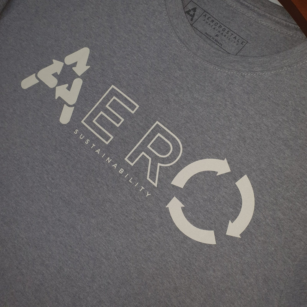 Camiseta Aeropostale Masculina Cinza Estampa Retornável