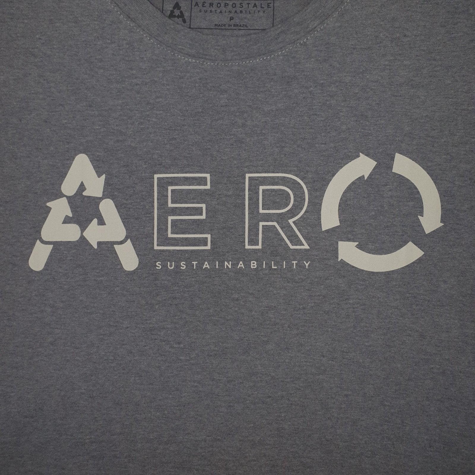Camiseta Aeropostale Masculina Cinza Estampa Retornável