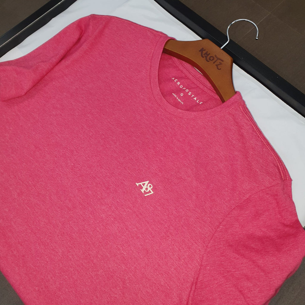 Camiseta Básica Aeropostale Masculina Framboesa Logo Clássico