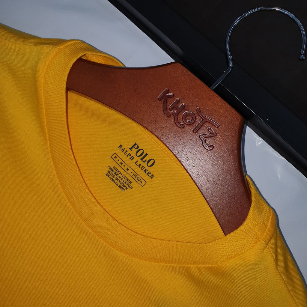 Camiseta Básica Ralph Lauren Masculina Amarela Pony Azul Neon