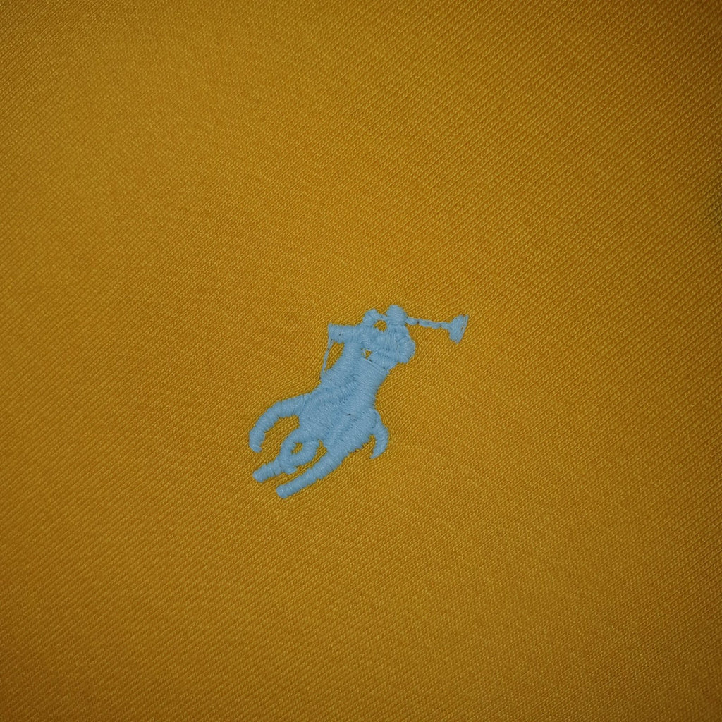 Camiseta Básica Ralph Lauren Masculina Amarela Pony Azul Neon