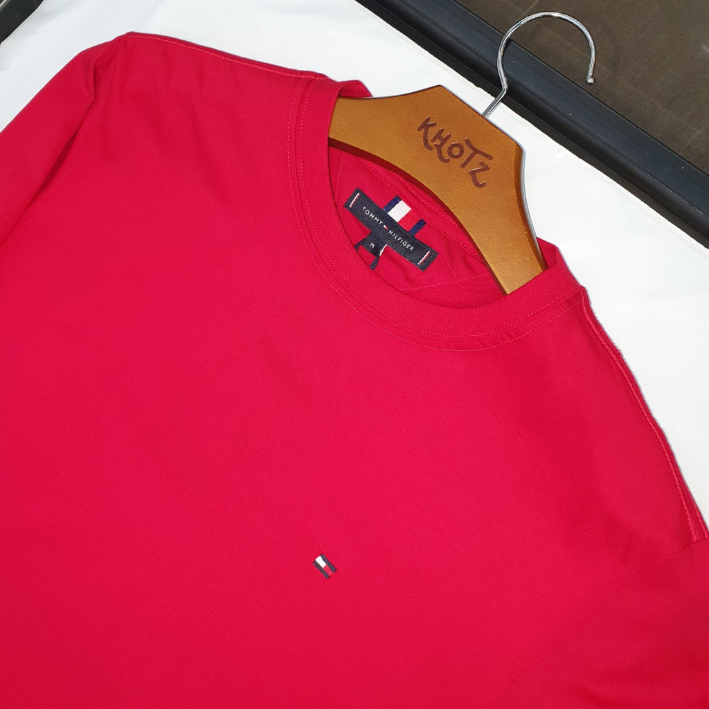 Camiseta Básica Tommy Hilfiger Masculina Vermelha Clássica