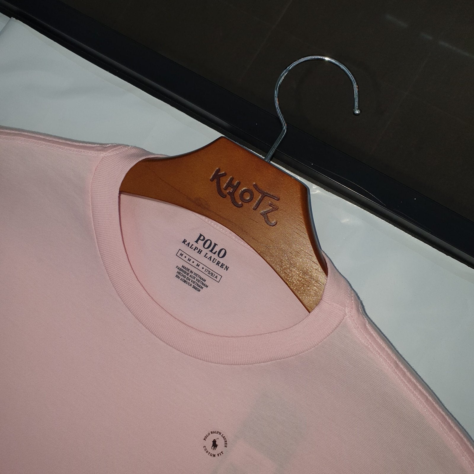 Camiseta Básica Ralph Lauren Masculina Rosa Bebê Pony Azul Neon