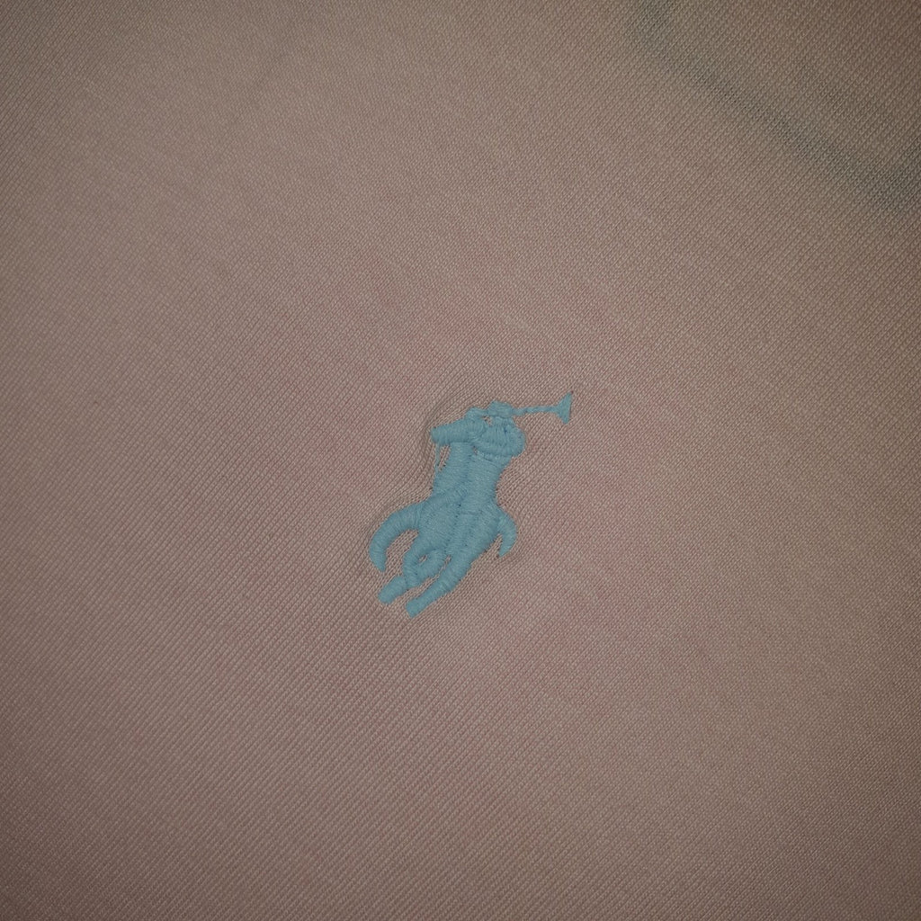 Camiseta Básica Ralph Lauren Masculina Rosa Bebê Pony Azul Neon