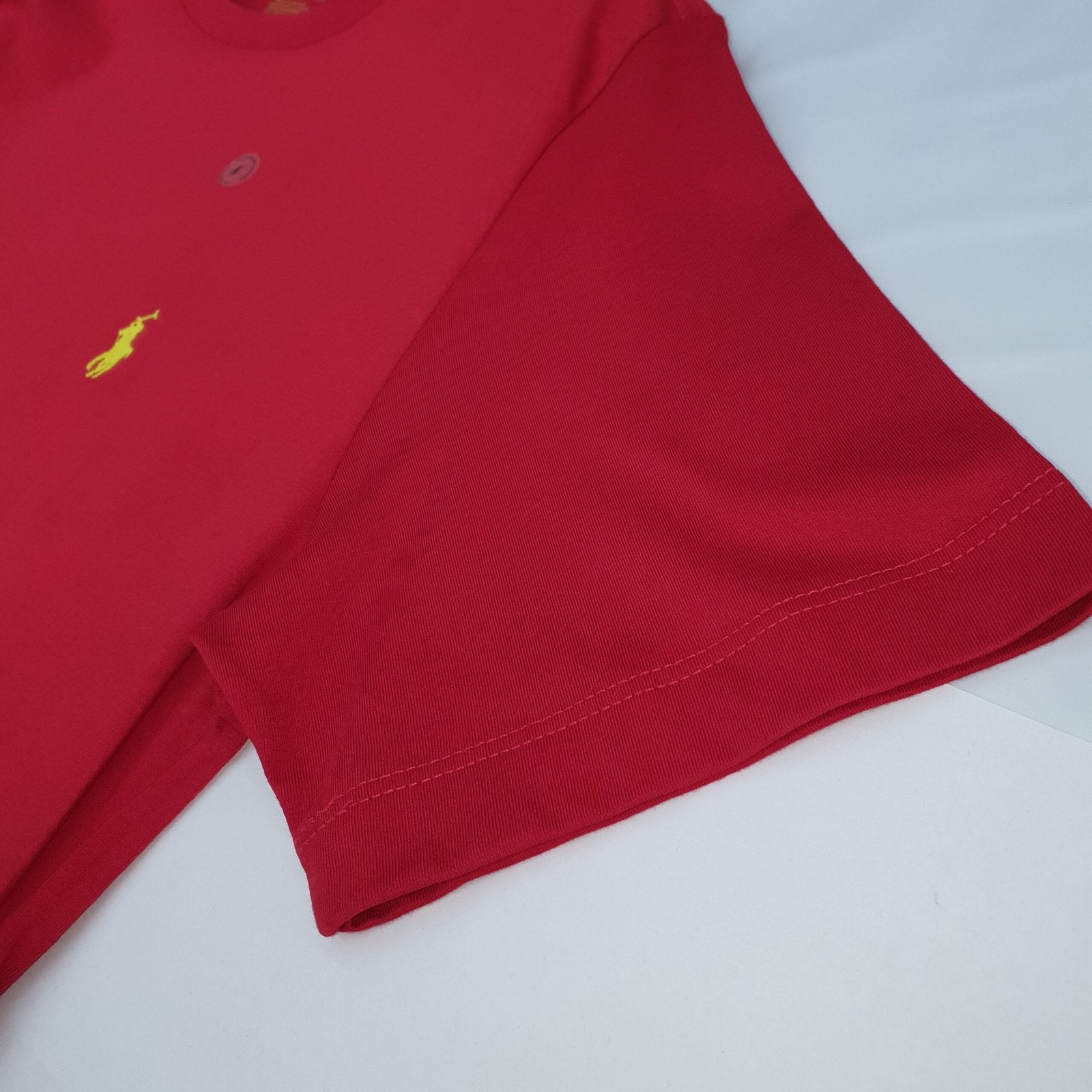 Camiseta Básica Ralph Lauren Masculina Vermelha Pony Amarelo