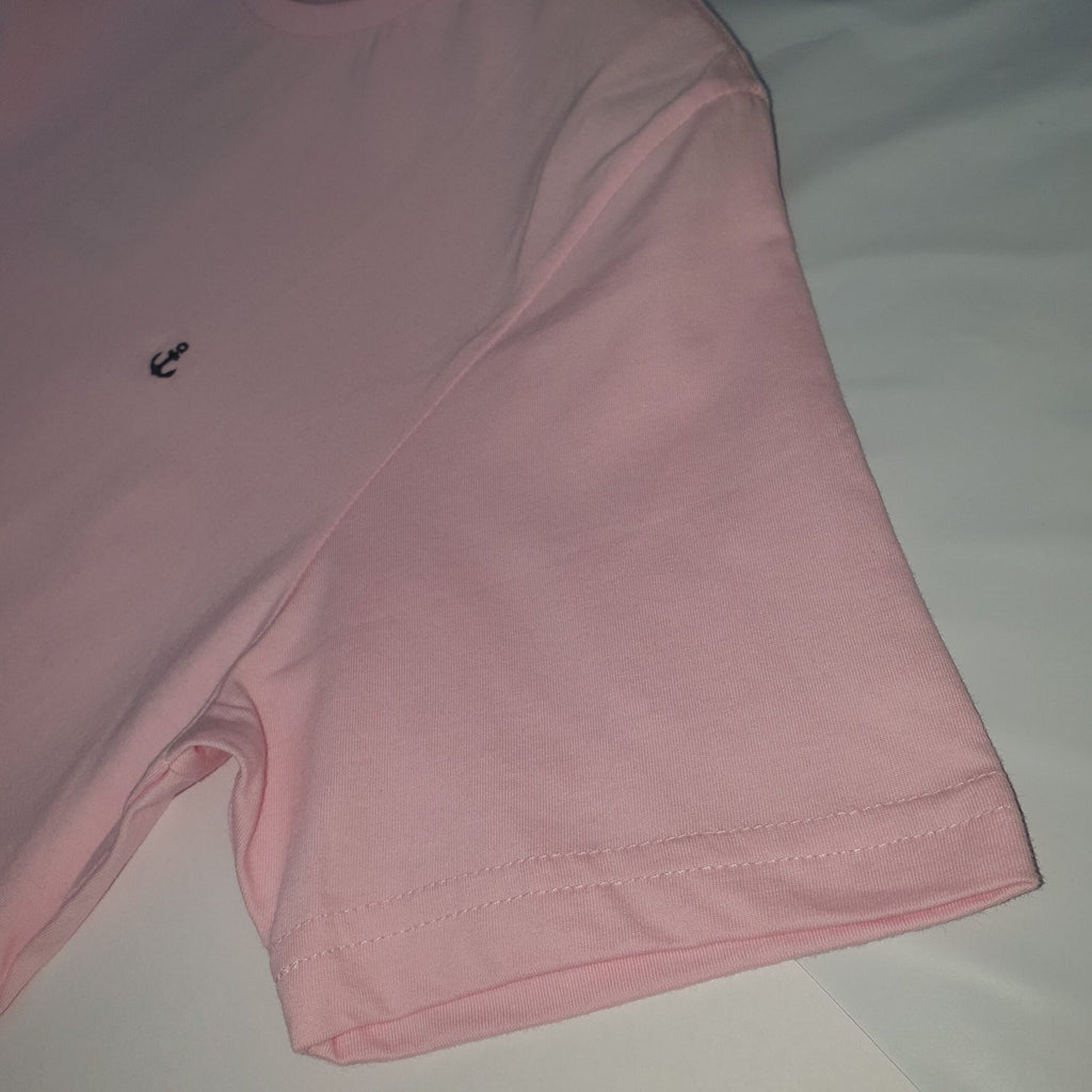 Camiseta Básica king&Joe Masculina Rosa Bebê Logo Preto