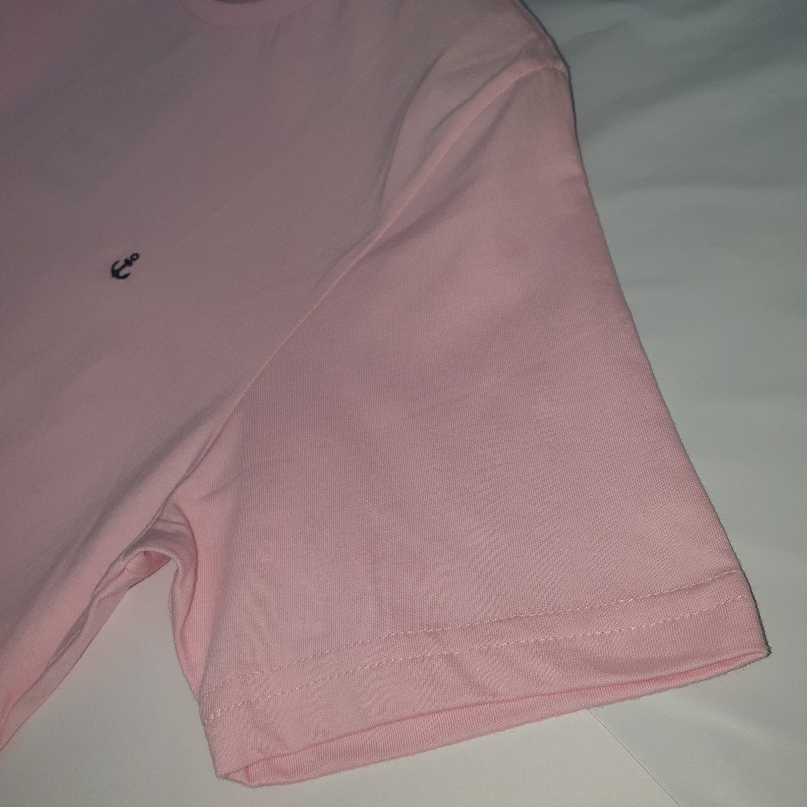 Camiseta Básica king&Joe Masculina Rosa Bebê Logo Preto