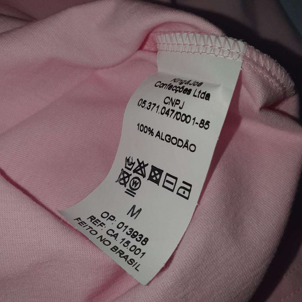 Camiseta Básica king&Joe Masculina Rosa Bebê Logo Cinza