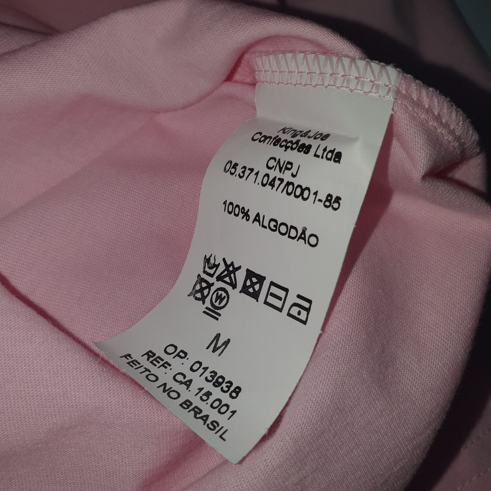 Camiseta Básica king&Joe Masculina Rosa Bebê Logo Cinza